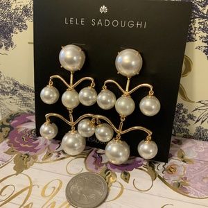 Lele Sadoughi Gold and Pearl Drop Earrings